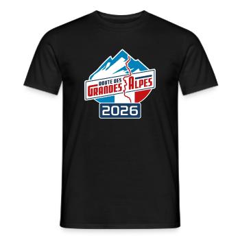 Route des Grandes Alpes | Color | 2026 - Männer T-Shirt - Schwarz - Vorne - AI Model Male 178 light (178cm)