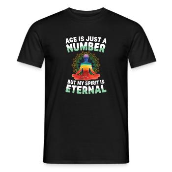 Age is Number – Spirit Eternal - Men's T-Shirt - black - Front - AI Model Male 178 light (178cm)