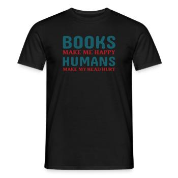 Les livres me rendent heureux - T-shirt homme - noir - Devant - AI Model Male 178 light (178cm)