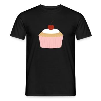 Pastel Cupcake with Cherry - Men's T-Shirt - black - Front - AI Model Male 178 light (178cm)
