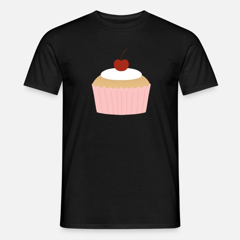 Pastellfarbener Cupcake mit Kirsche - Männer T-Shirt - Schwarz