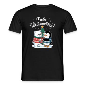 Polar Bear Penguin Christmas Sweater Cute Christmas - Men's T-Shirt - black - Front - AI Model Male 178 light (178cm)