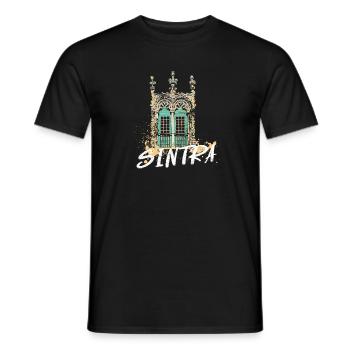 Fenêtre manuéline Sintra illustration Portugal - T-shirt homme - noir - Devant - AI Model Male 178 light (178cm)