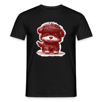 Wuscheliges Hündchen (Rot) - Männer T-Shirt - Schwarz - Vorne - AI Model Male 178 light (178cm)