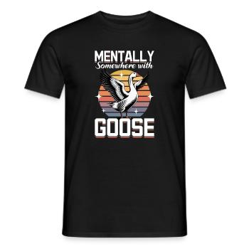 Funny Bird Goose - Men's T-Shirt - black - Front - AI Model Male 178 light (178cm)
