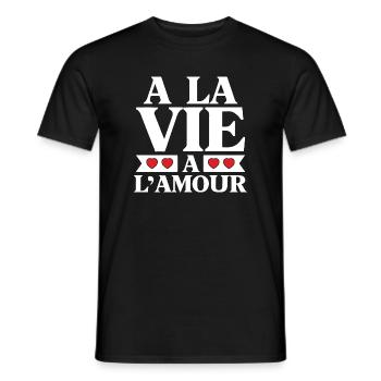 La Vie et L'Amour Coeurs Rouges - T-shirt homme - noir - Devant - AI Model Male 178 light (178cm)
