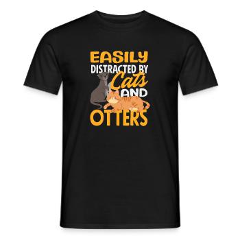 Cats Sea Otter Cartoon - Men's T-Shirt - black - Front - AI Model Male 178 light (178cm)
