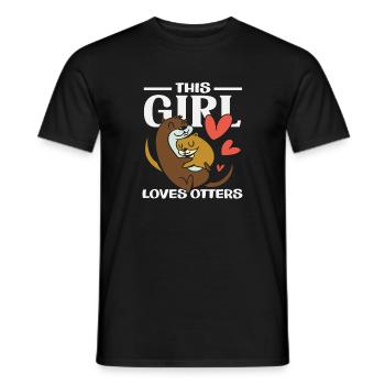Girl Loves Sea Otter Cartoon - Men's T-Shirt - black - Front - AI Model Male 178 light (178cm)