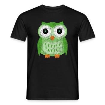 Green Owls Cartoon - Men's T-Shirt - black - Front - AI Model Male 178 light (178cm)
