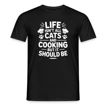 Kochen Spruch Katzen Lustiges Backen Geschenk - Männer T-Shirt - Schwarz - Vorne - AI Model Male 178 light (178cm)