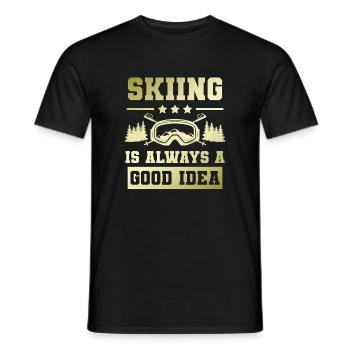 ski skiing - Männer T-Shirt - Schwarz - Vorne - AI Model Male 178 light (178cm)