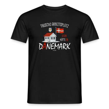 Tausche Arbeitsplatz gegen Hütte Dänemark - Männer T-Shirt - Schwarz - Vorne - AI Model Male 178 light (178cm)