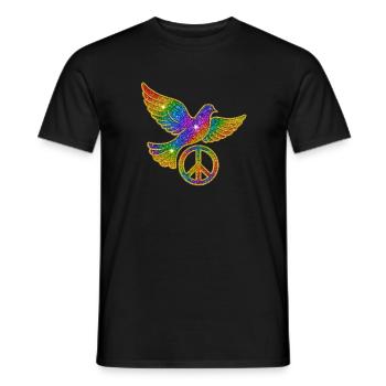 Regenbogen Friedenstaube mit Friedenszeichen - Männer T-Shirt - Schwarz - Vorne - AI Model Male 178 light (178cm)