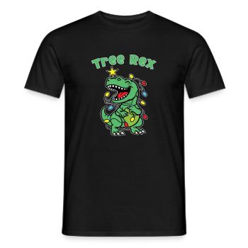 Stylischer Print mit „Tree Rex“ Dino Tannenbaum - Männer T-Shirt - Schwarz - Vorne - AI Model Male 178 light (178cm)