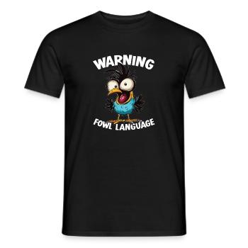Warning_ _Fowl_Language_2 - Men's T-Shirt - black - Front - AI Model Male 178 light (178cm)
