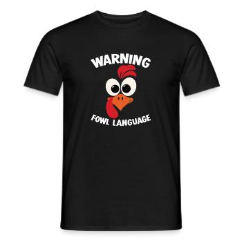 Warning_ _Fowl_Language_1 - Men's T-Shirt - black - Front - AI Model Male 178 light (178cm)