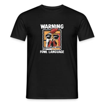 Warning_ _Fowl_Language - Men's T-Shirt - black - Front - AI Model Male 178 light (178cm)