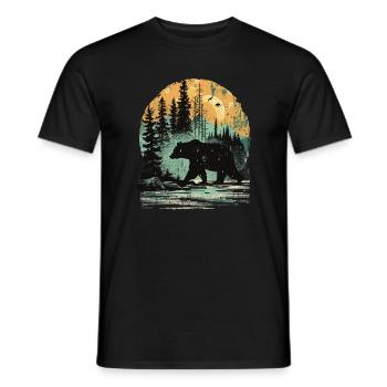 Retro Outdoor Wilderness Bärenbäume - Männer T-Shirt - Schwarz - Vorne - AI Model Male 178 light (178cm)