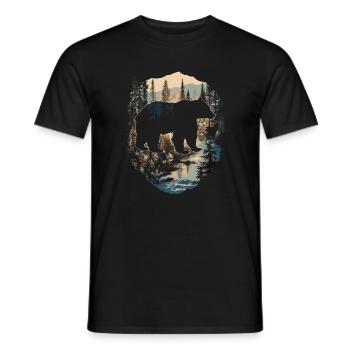 Retro Outdoor Wilderness Bärenbäume - Männer T-Shirt - Schwarz - Vorne - AI Model Male 178 light (178cm)