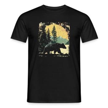 Retro Outdoor Wilderness Bärenbäume - Männer T-Shirt - Schwarz - Vorne - AI Model Male 178 light (178cm)