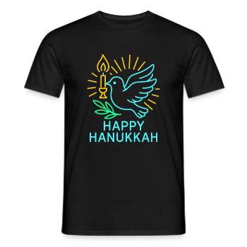 Frohes Chanukka Taube des Friedens Neon - Männer T-Shirt - Schwarz - Vorne - AI Model Male 178 light (178cm)
