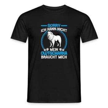 Caucasian Ovcharka needs me - Men's T-Shirt - black - Front - AI Model Male 178 light (178cm)