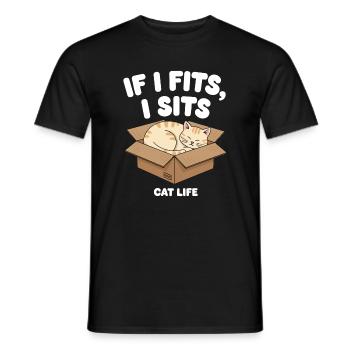 S’il convient, le chat s’assoit dans une boîte - T-shirt homme - noir - Devant - AI Model Male 178 light (178cm)
