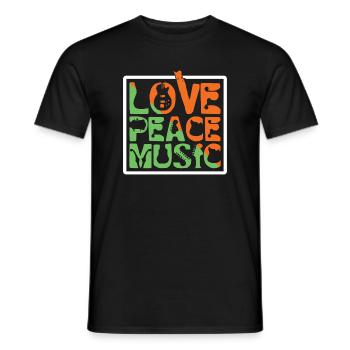 Love Peace Music - Männer T-Shirt - Schwarz - Vorne - AI Model Male 178 light (178cm)
