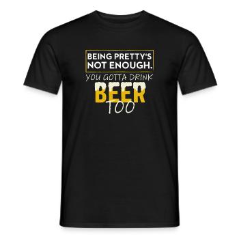 La bière aussi : il ne suffit pas d’être jolie - T-shirt homme - noir - Devant - AI Model Male 178 light (178cm)