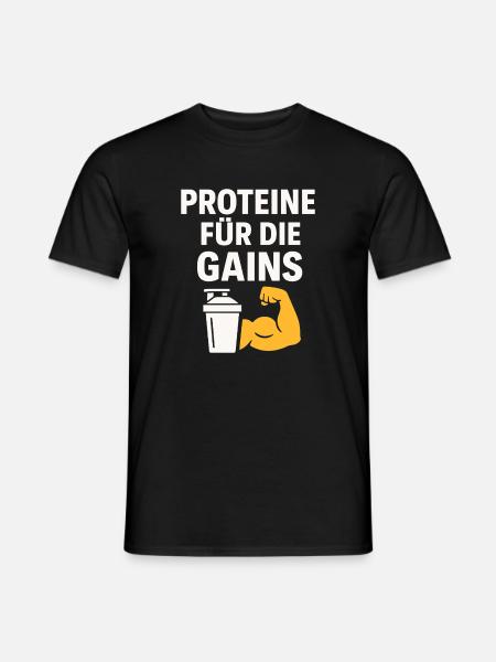 Proteine Für Die Gains - Männer T-Shirt - Schwarz
