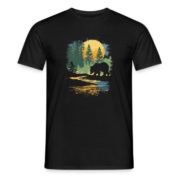 Retro Outdoor Wilderness Bärenbäume - Männer T-Shirt - Schwarz - Vorne - AI Model Male 178 light (178cm)