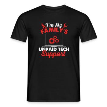 Unpaid Tech Support Family's Go-To Geek - Men's T-Shirt - black - Front - AI Model Male 178 light (178cm)