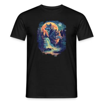 Retro Outdoor Wilderness Bärenbäume - Männer T-Shirt - Schwarz - Vorne - AI Model Male 178 light (178cm)