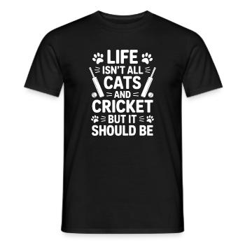 Cricket Spruch Katzen Lustiges Cricket Geschenk - Männer T-Shirt - Schwarz - Vorne - AI Model Male 178 light (178cm)