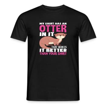 My shirt has an otter sea otter cartoon - Men's T-Shirt - black - Front - AI Model Male 178 light (178cm)
