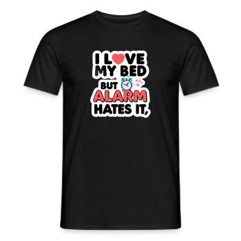 J’aime mon lit, mais mon réveil le déteste 😴⏰ - T-shirt homme - noir - Devant - AI Model Male 178 light (178cm)