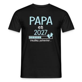 Papa en 2027 Cadeau Futur père - T-shirt homme - noir - Devant - AI Model Male 178 light (178cm)