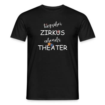 Circus during the day, theatre in the evening - Men's T-Shirt - black - Front - AI Model Male 178 light (178cm)
