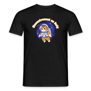 Meowstronaut On Duty - Men's T-Shirt - black - Front - AI Model Male 178 light (178cm)