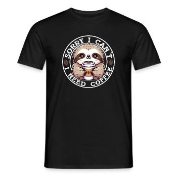 Paresseux Café Rond Mignon - T-shirt homme - noir - Devant - AI Model Male 178 light (178cm)
