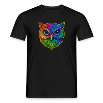 Owl | Tawny Owl | Rainbow Owl Magic - Men's T-Shirt - black - Front - AI Model Male 178 light (178cm)