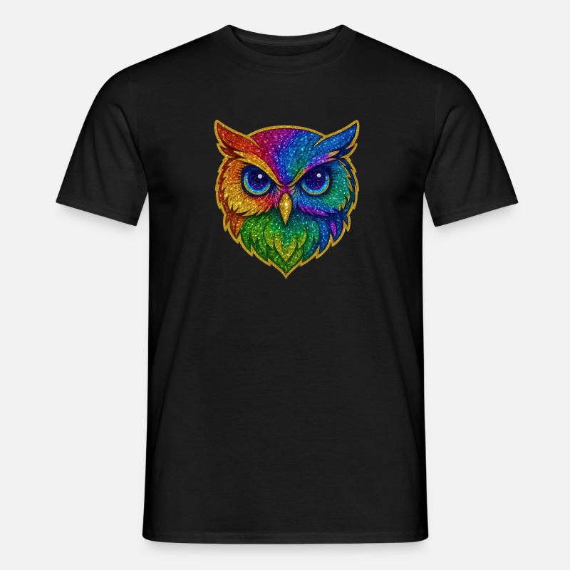 Eule | Waldkauz | Regenbogen Eulenzauber - Männer T-Shirt - Schwarz