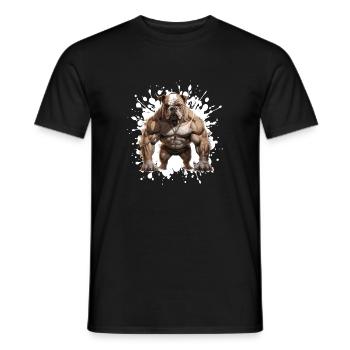 Bulldog Dog Muscles Bodybuilding - Men's T-Shirt - black - Front - AI Model Male 178 light (178cm)