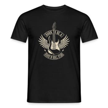 Né pour être une star du rock 'n roll Musique Guitare Rock - T-shirt homme - noir - Devant - AI Model Male 178 light (178cm)