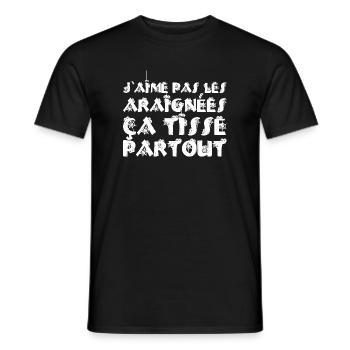 LES ARAIGNÉES, ÇA TISSE PARTOUT !  - T-shirt homme - noir - Devant - AI Model Male 178 light (178cm)