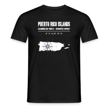 Coordonnées de la boussole de l’île de Porto Rico - T-shirt homme - noir - Devant - AI Model Male 178 light (178cm)
