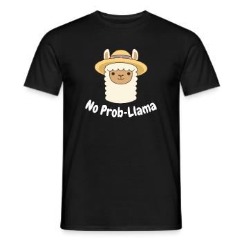 No Prob Lama Llama Cartoon - Männer T-Shirt - Schwarz - Vorne - AI Model Male 178 light (178cm)
