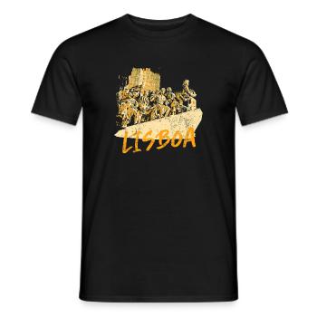 Monument Discoveries Lissabon ocker Illustration - Männer T-Shirt - Schwarz - Vorne - AI Model Male 178 light (178cm)