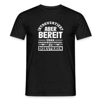 Intoverted Crossword Puzzle Discuss Humor - Men's T-Shirt - black - Front - AI Model Male 178 light (178cm)