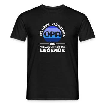 Retro Crossword Puzzle Grandpa Man Legend Humor - Men's T-Shirt - black - Front - AI Model Male 178 light (178cm)